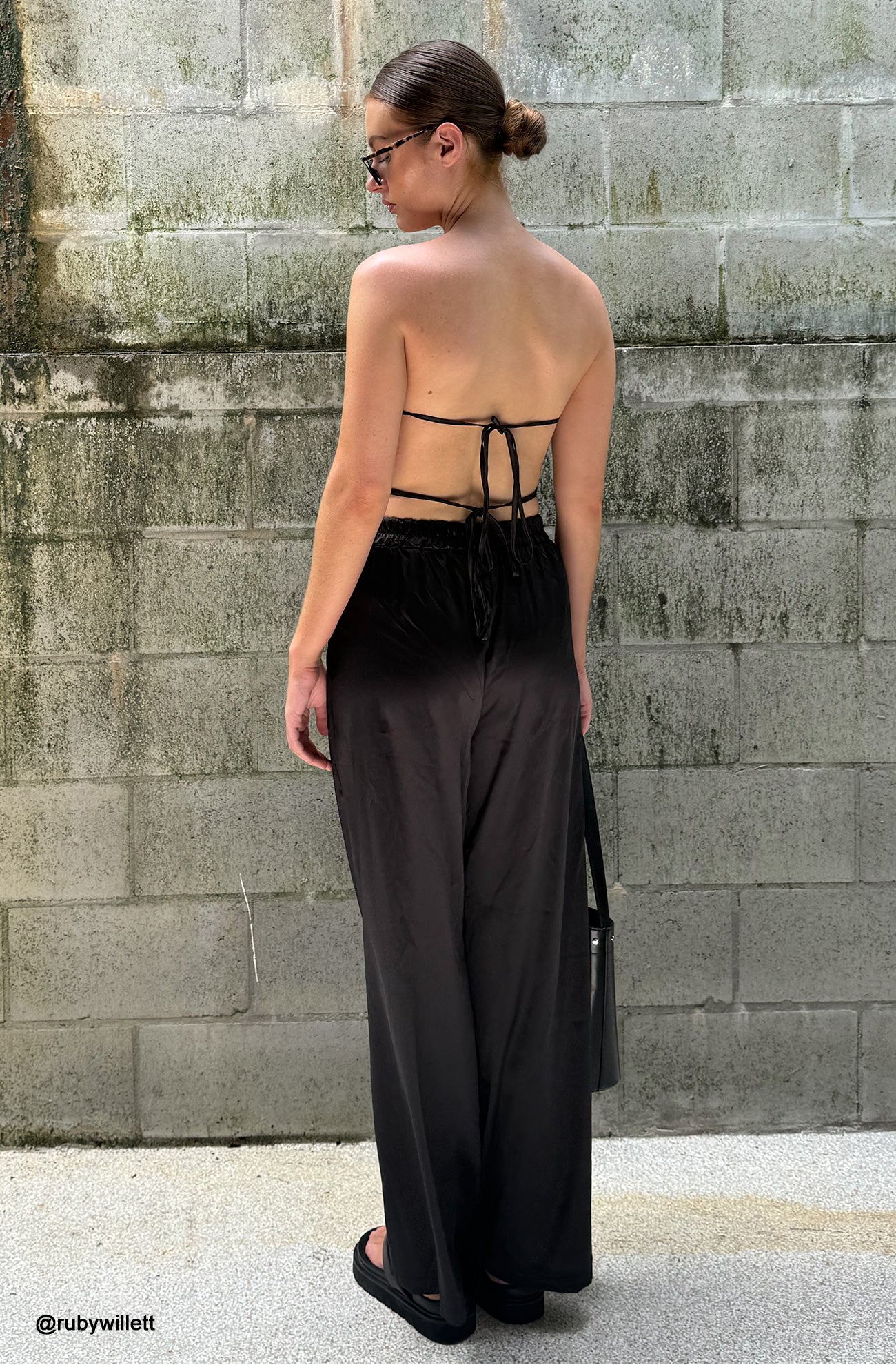 Satin Tube Top Long Pants Suits