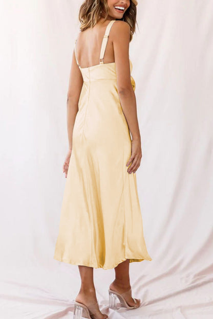 Satin Tie-front Cutout Cami Dress