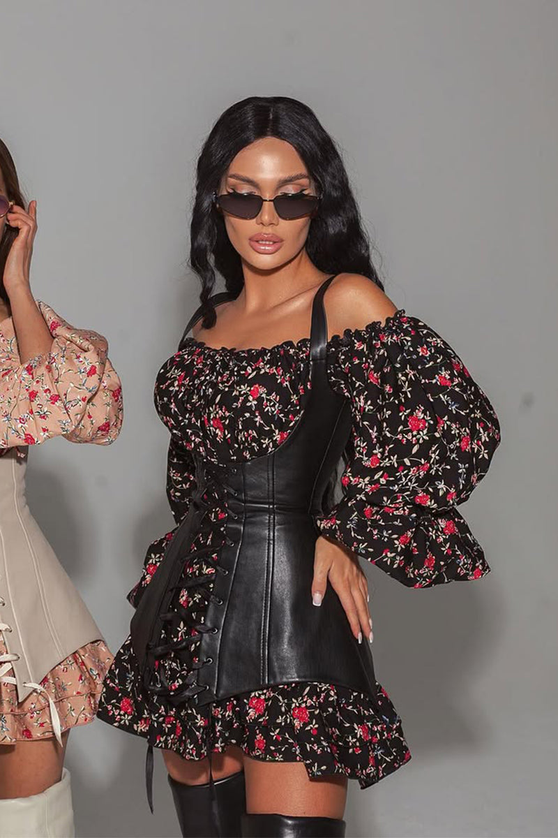 Emma Printed Corset Mini Dress