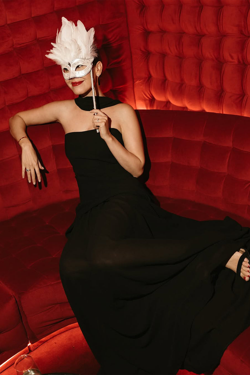 Florence Asymmetrical Chiffon Maxi Dress With Scarf