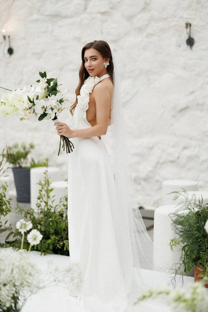 Isabel Halterneck Applique Maxi Dress