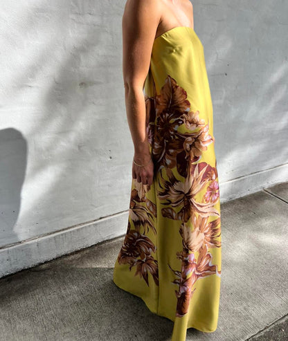 Xenia Printed Strapless Maxi Dress