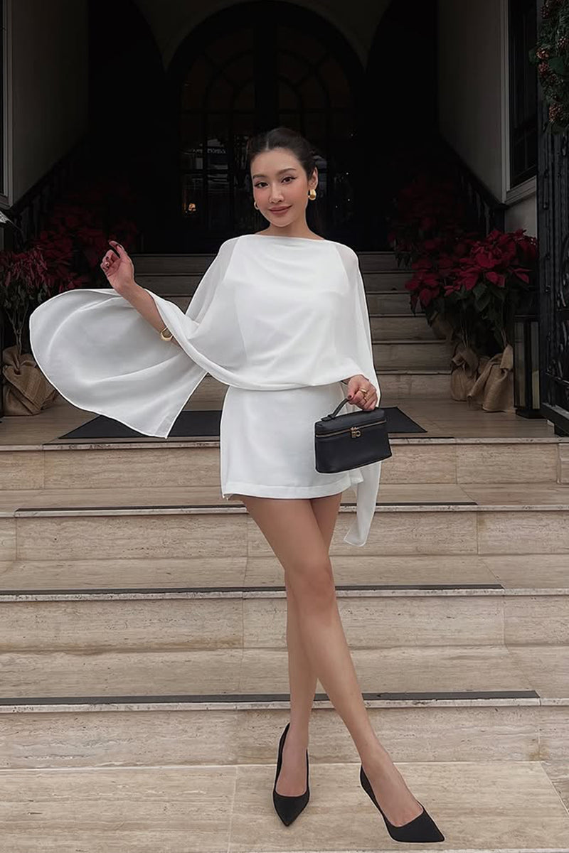 Bonnie Cape Overlay Backless Jumpsuit