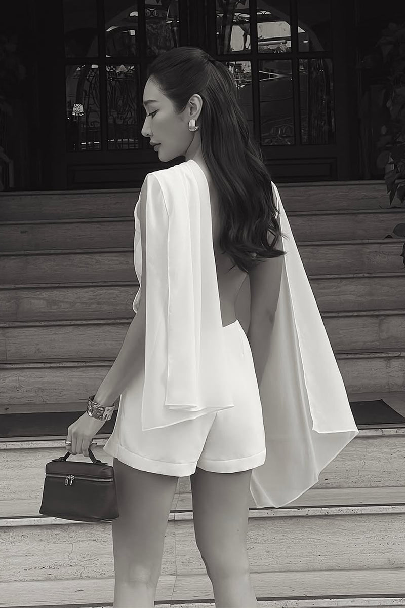 Bonnie Cape Overlay Backless Jumpsuit