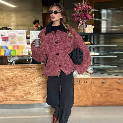 Sweet Panelled Coat Turndown Collar Long Sleeve Single Breasted Female Coats Spring New Lady Jackets