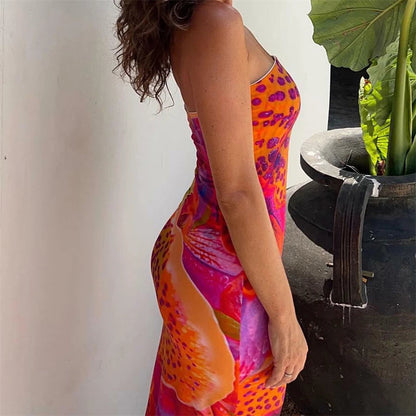 Leopard Print Strapless Maxi Dress