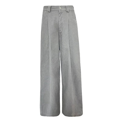Gray Suit Pants for Oversized Korean Slack Classic Trousers Office Palazzo Loose