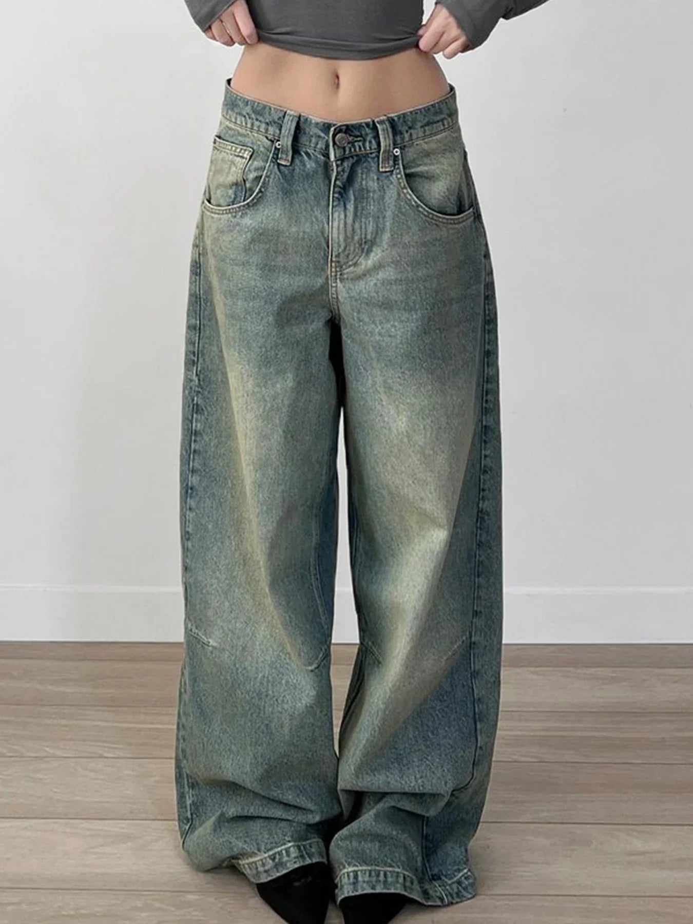 Y2k Tie Dye Baggy Jeans Low Rise Loose Denim Pants Korean Denim Trousers Retro Mom Jeans