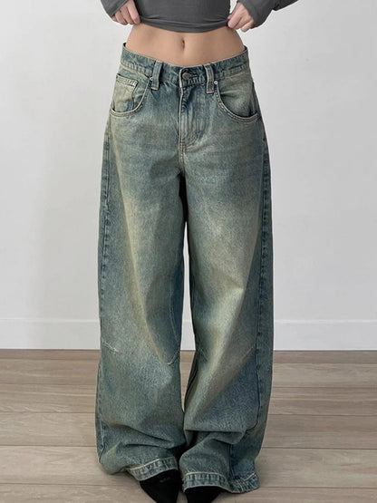 Y2k Tie Dye Baggy Jeans Low Rise Loose Denim Pants Korean Denim Trousers Retro Mom Jeans