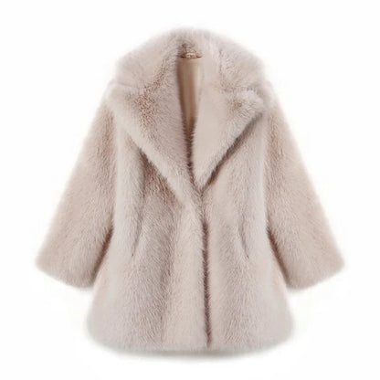 Lapels Faux Fur Coat Winter Brand Designer Fluffy Fox Fur Jacket Furry Overcoats Girl Stylish Long Outerwear