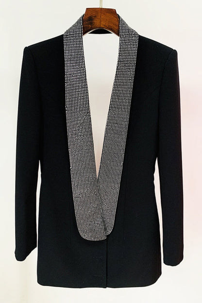 Scarlett Crystal Embellished Cutout Blazer Dress - Black