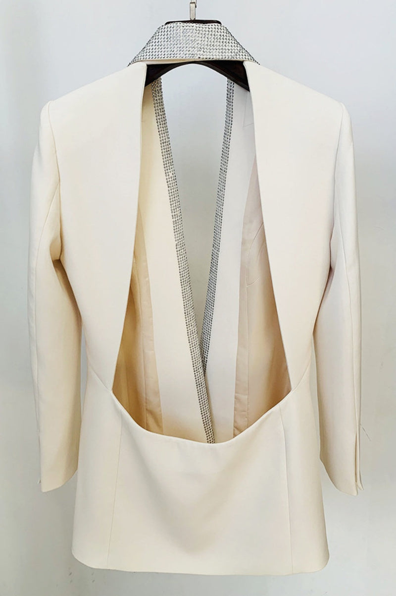 Scarlett Crystal Embellished Cutout Blazer Dress - White