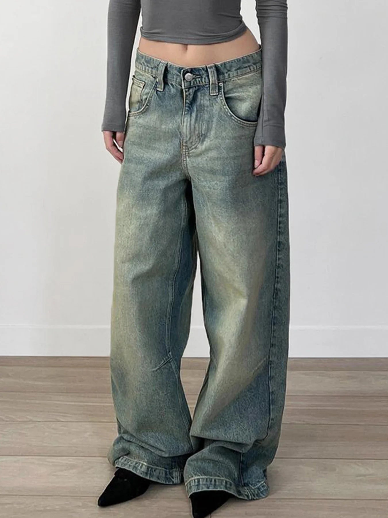Y2k Tie Dye Baggy Jeans Low Rise Loose Denim Pants Korean Denim Trousers Retro Mom Jeans