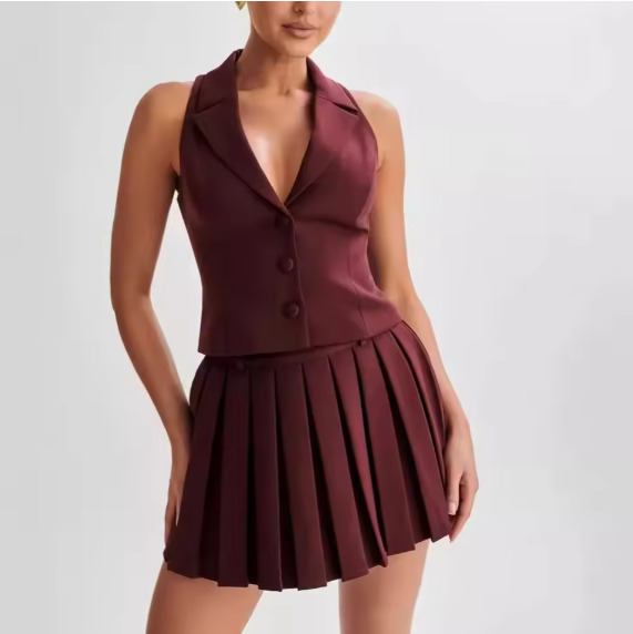 Eleanor Waistcoat & Pleated Mini Skirt Co-ord