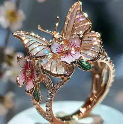 Delicate Gold Color Flower Butterfly Rings for Party Accessories Gifts Custom Jewelry