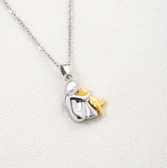 Little Girl and Dog Hug Necklace