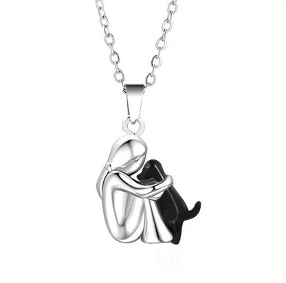 Little Girl and Dog Hug Necklace