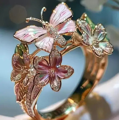 Delicate Gold Color Flower Butterfly Rings for Party Accessories Gifts Custom Jewelry