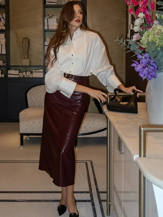 Irregular Blouse Lapel Single Breasted Long Sleeve Shirt Lady Spring New France Style Shirts