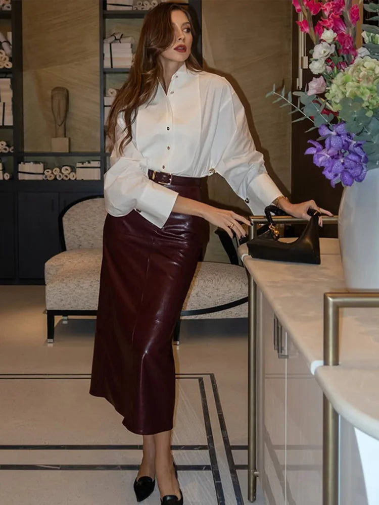 Irregular Blouse Lapel Single Breasted Long Sleeve Shirt Lady Spring New France Style Shirts