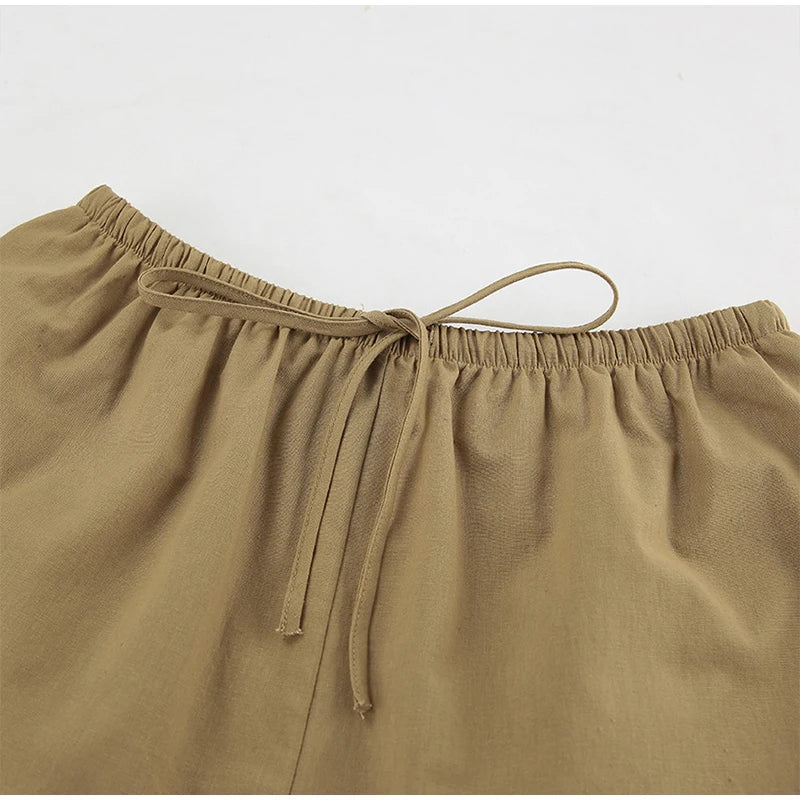 Summer Suit Lapel Single Breasted Full Sleeve Lace Up Waist Shorts Female Suit Oversize Two-piece Set