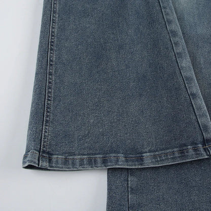 Button-up Denim Pants Street Style Low Rise Baggy Straight Jeans for Y2k Aesthetic Loose Denim Trouser 90s