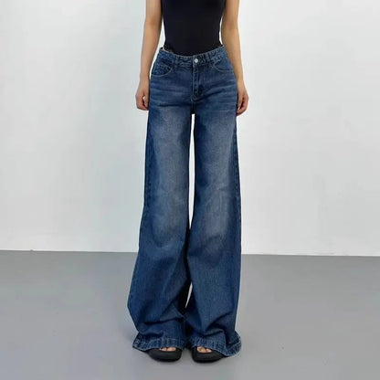 Retro American Plus Straight Leg Jeans Washed and Versatile Gothic Harajuku Loose Fit High Waisted Jeans Y2k Pants