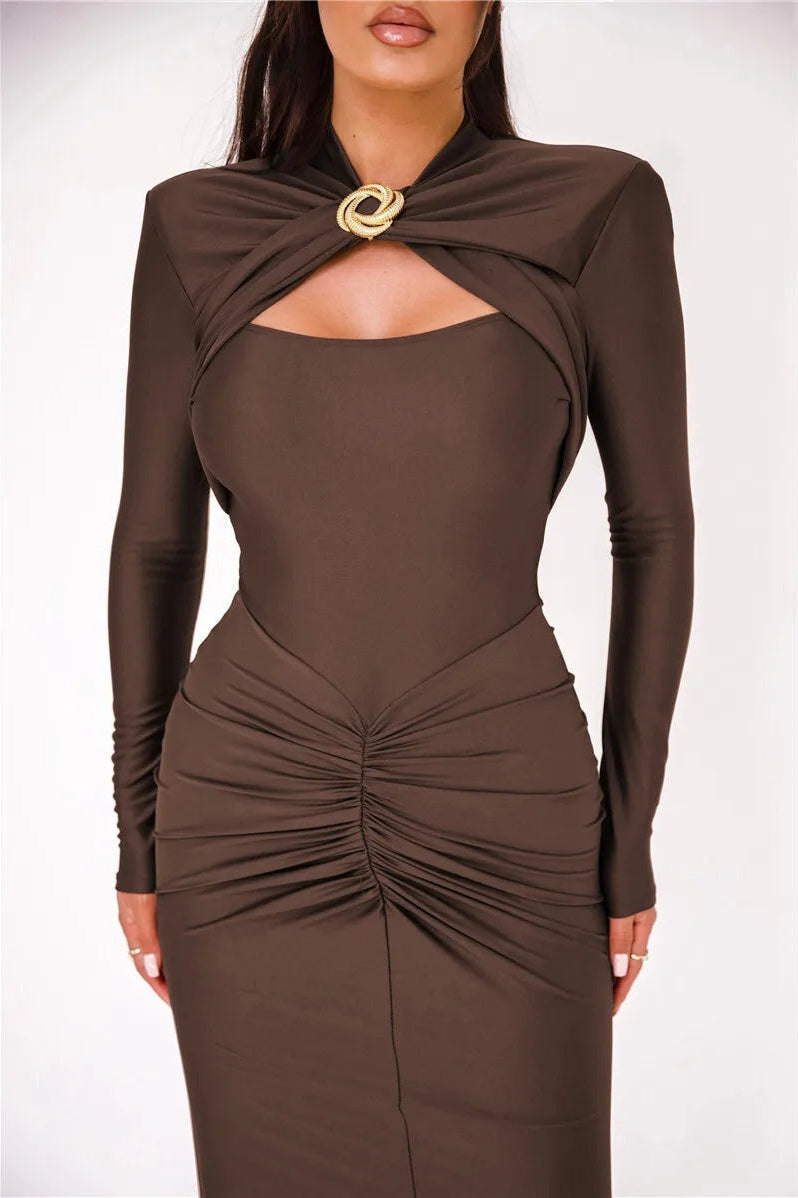 Catherine Hollow Out Ruched Maxi Dress