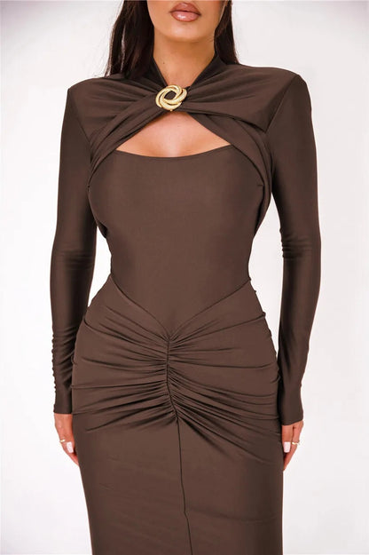 Catherine Hollow Out Ruched Maxi Dress