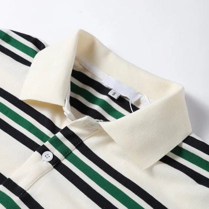 Stripe T-shirt Short Sleeve Female All Match Polo Shirts Summer New Loose Tops High Street