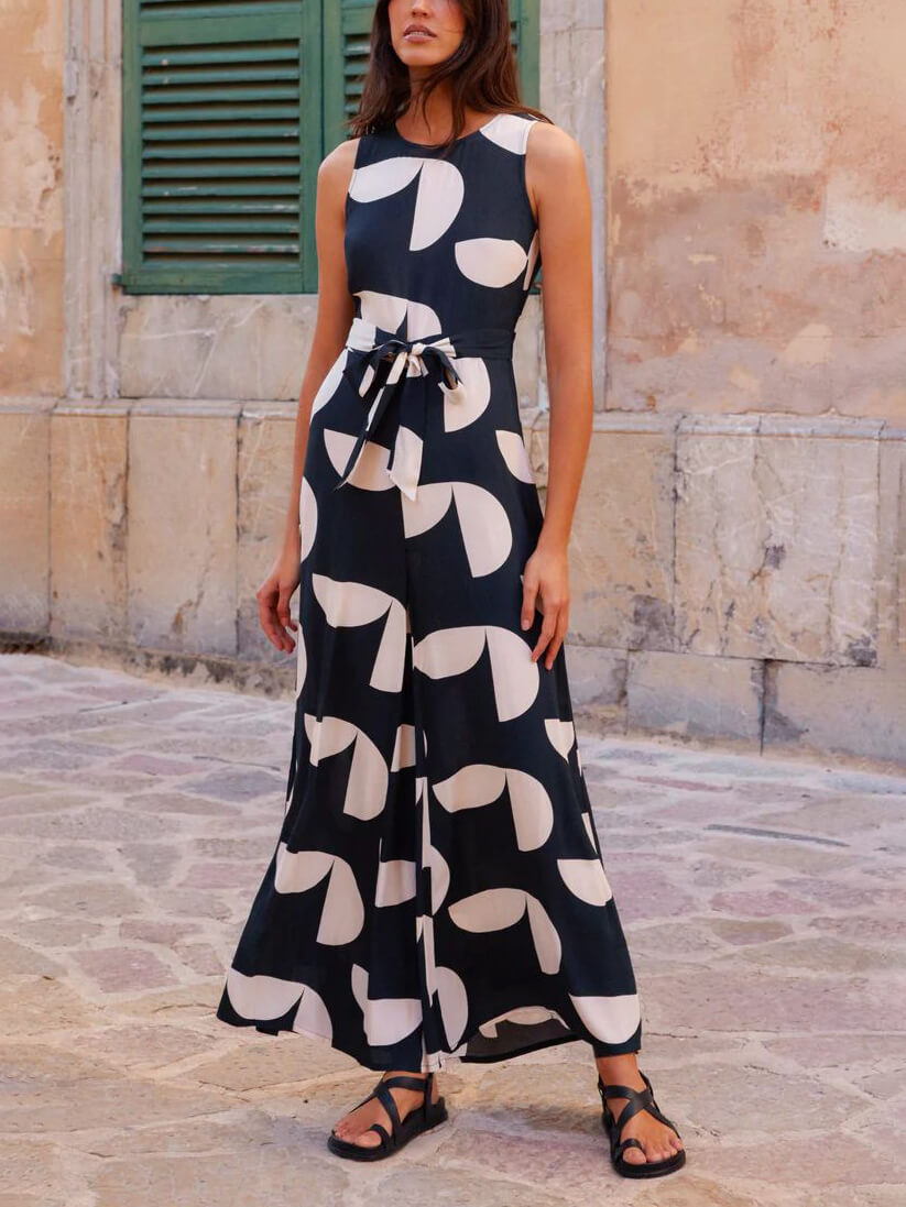 Vacation Geometric Loose Waist Jumpsuit