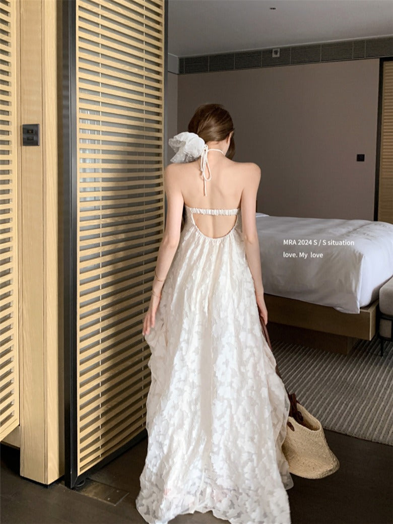 Backless Halter Maxi Dress _ Dreamy Vacation Photoshoot Look