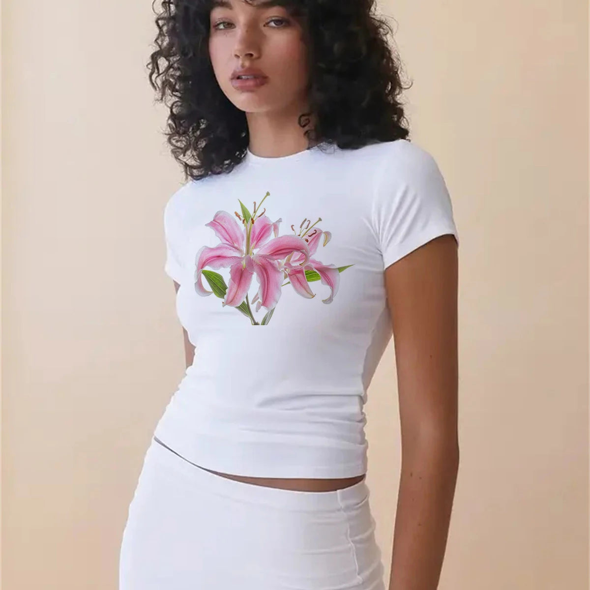 Lily Print Slim Baby T-shirt