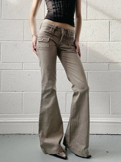 Slim Fit Simple Flared Pants High Causal England Style All-match Basic Jeans Classical Clothing