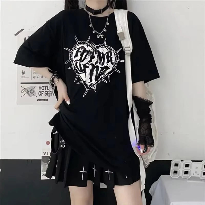 Gothic Print Black T-shirt