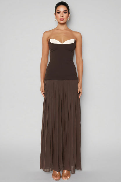 Eurien Off-shoulder Ruffled Pleated Maxi Dress