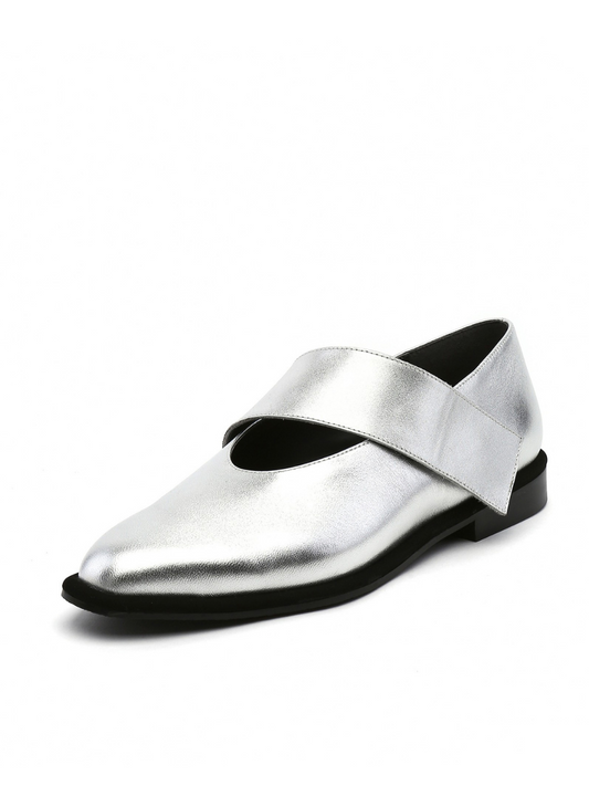 Jady Rose | Simple As Comfort Leather Flat - Silver