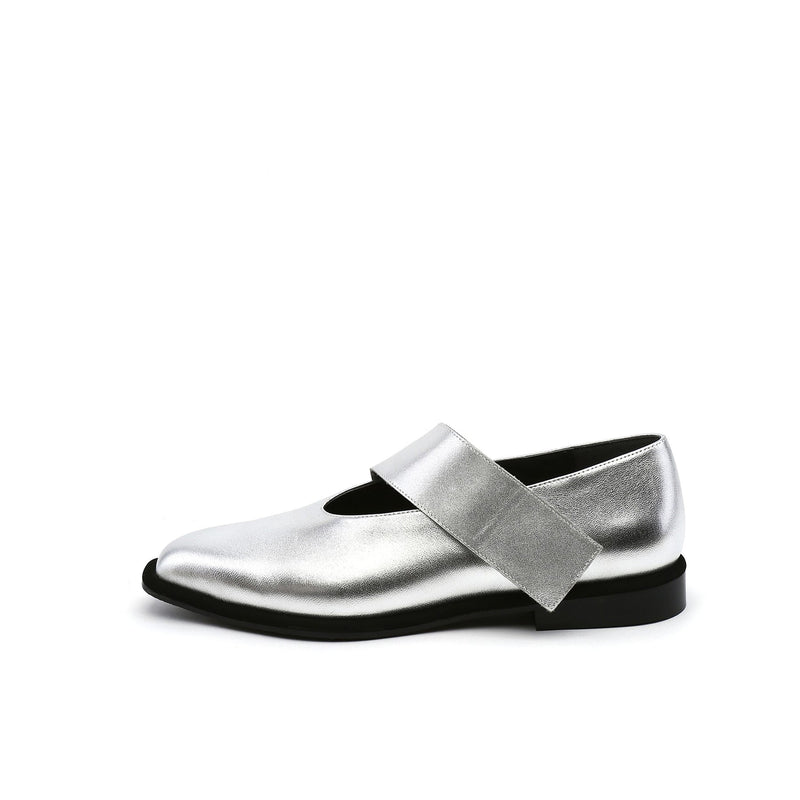 Jady Rose | Simple As Comfort Leather Flat - Silver