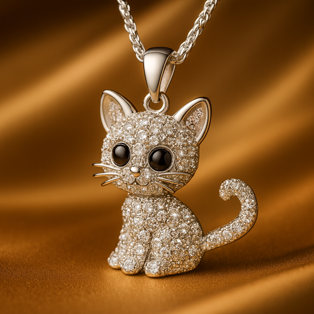 Silver Kitten Pendant Necklace