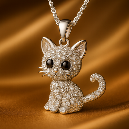 Silver Kitten Pendant Necklace