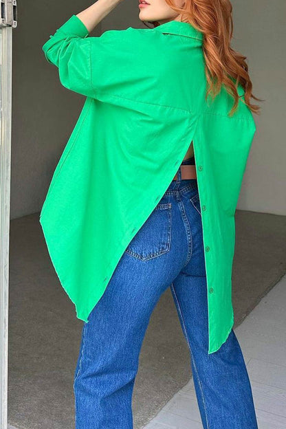 Single-breasted Back Slit Blouse