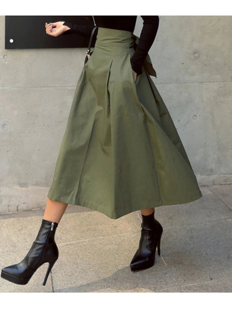 Dressbetty - Korean High Waist Long Swing Skirt