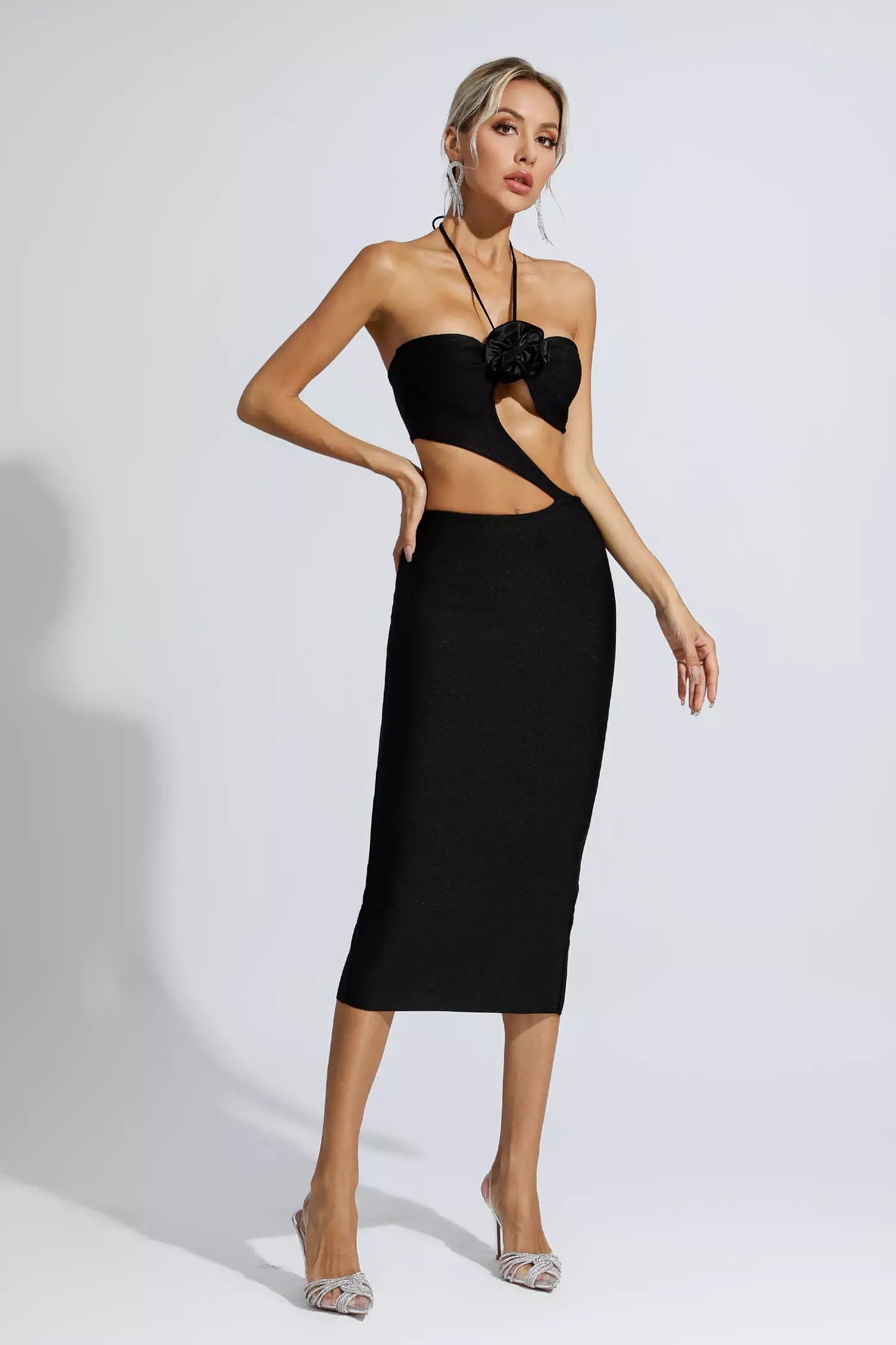 Skye Black Cutout Midi Dress