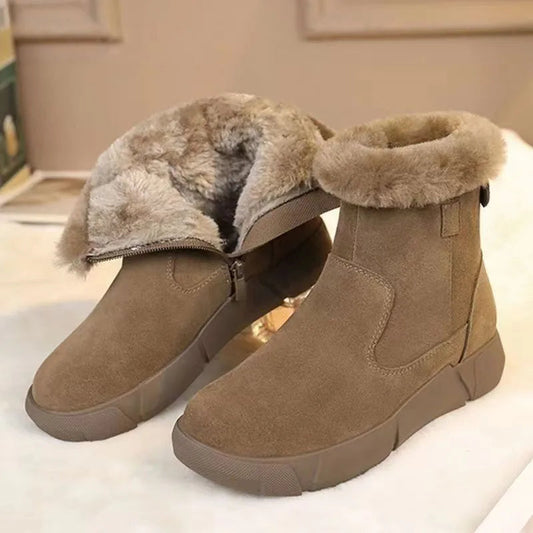 Fur Winter Suede Wool Warm Non-slip Booties Snow Boot