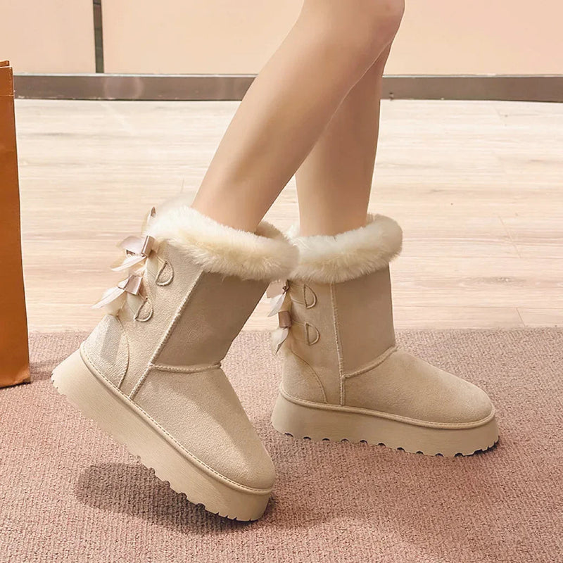Thick Plush Thick Sole Non-slip Button Retro Snow Boot