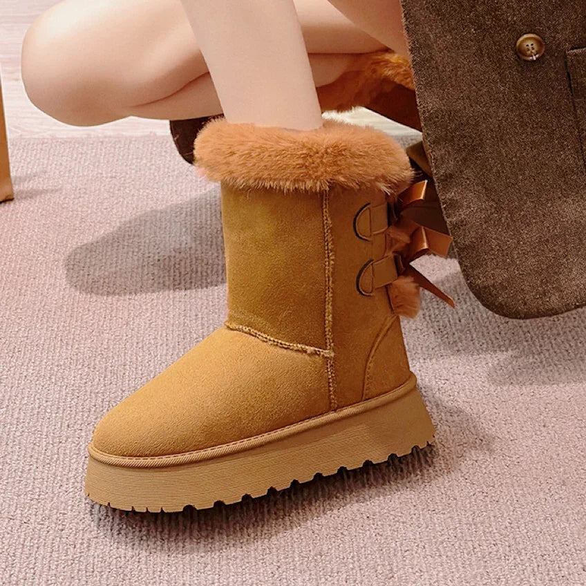 Thick Plush Thick Sole Non-slip Button Retro Snow Boot