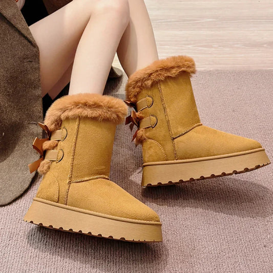 Thick Plush Thick Sole Non-slip Button Retro Snow Boot