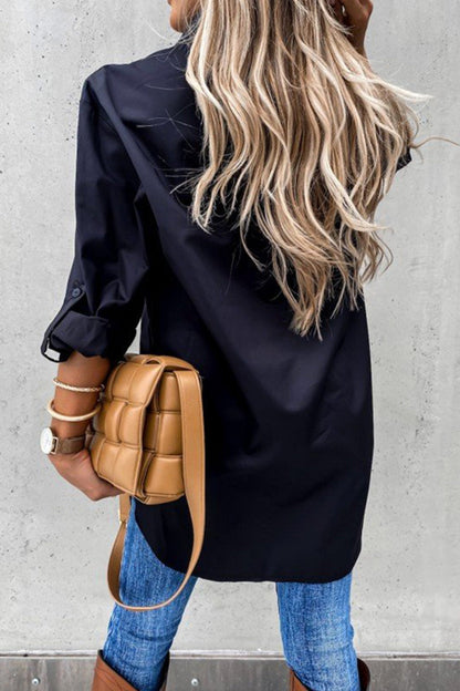 Button-down High Low Hem Blouse