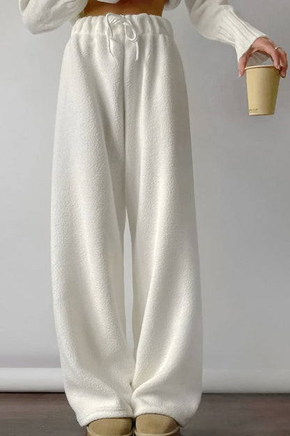 Color Elastic Waist Polar Fleece Pants