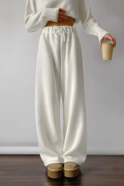 Color Elastic Waist Polar Fleece Pants